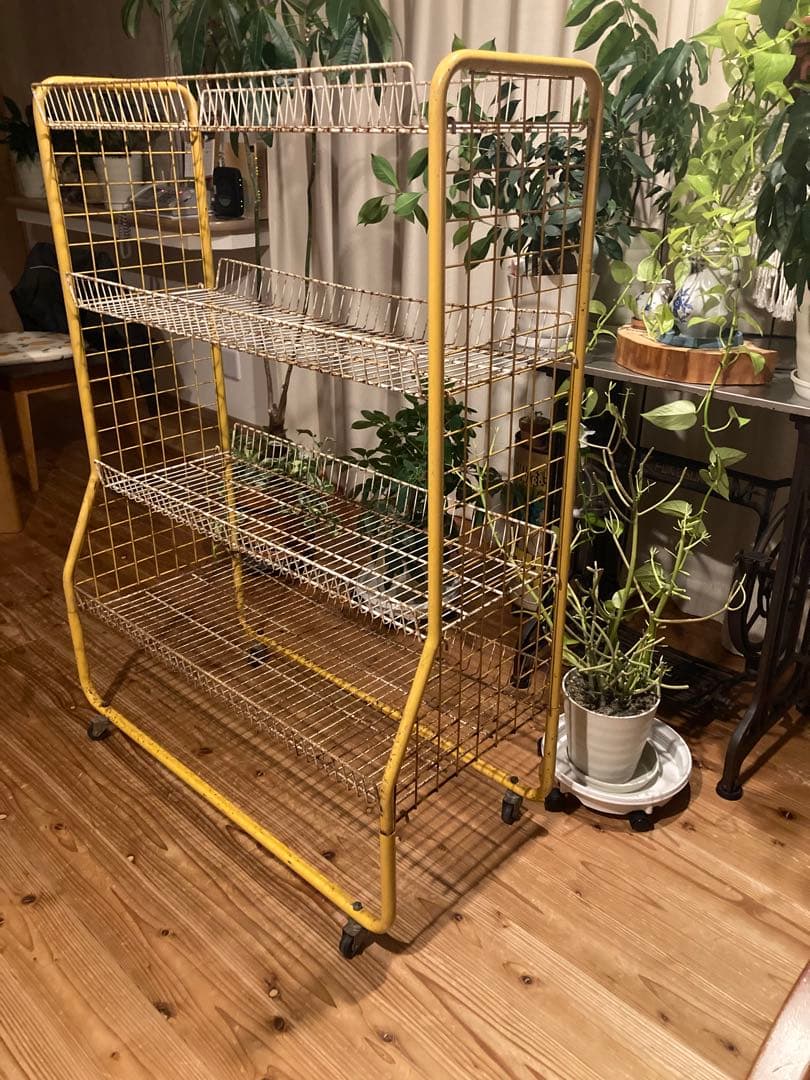 昭和レトロ　ワイヤーラック4段仕様　店舗什器　ガーデニング　シャビーラック11