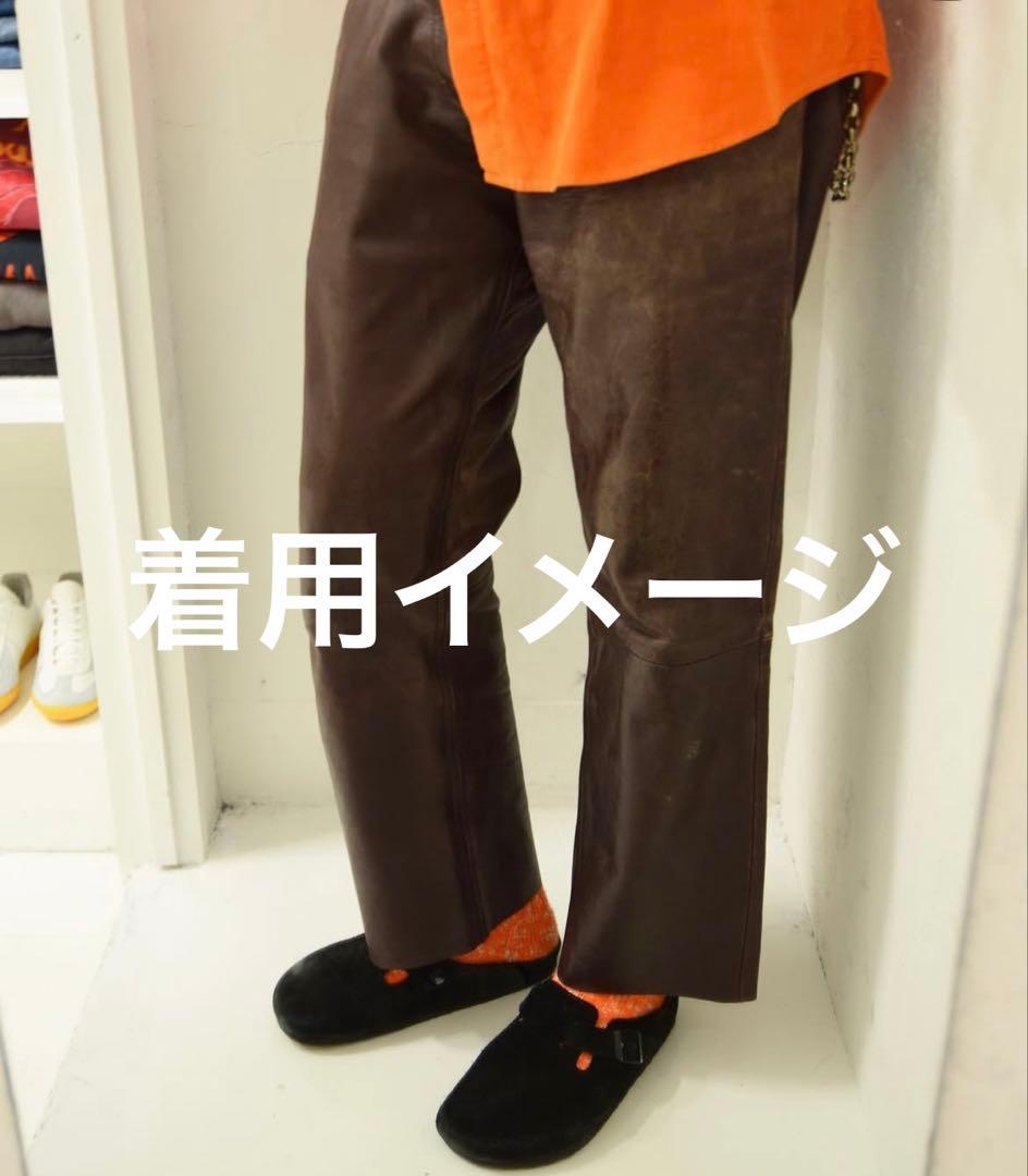 希少00's OLD GAP レザーパンツ　茶　ストレート　カニエウエストY2K