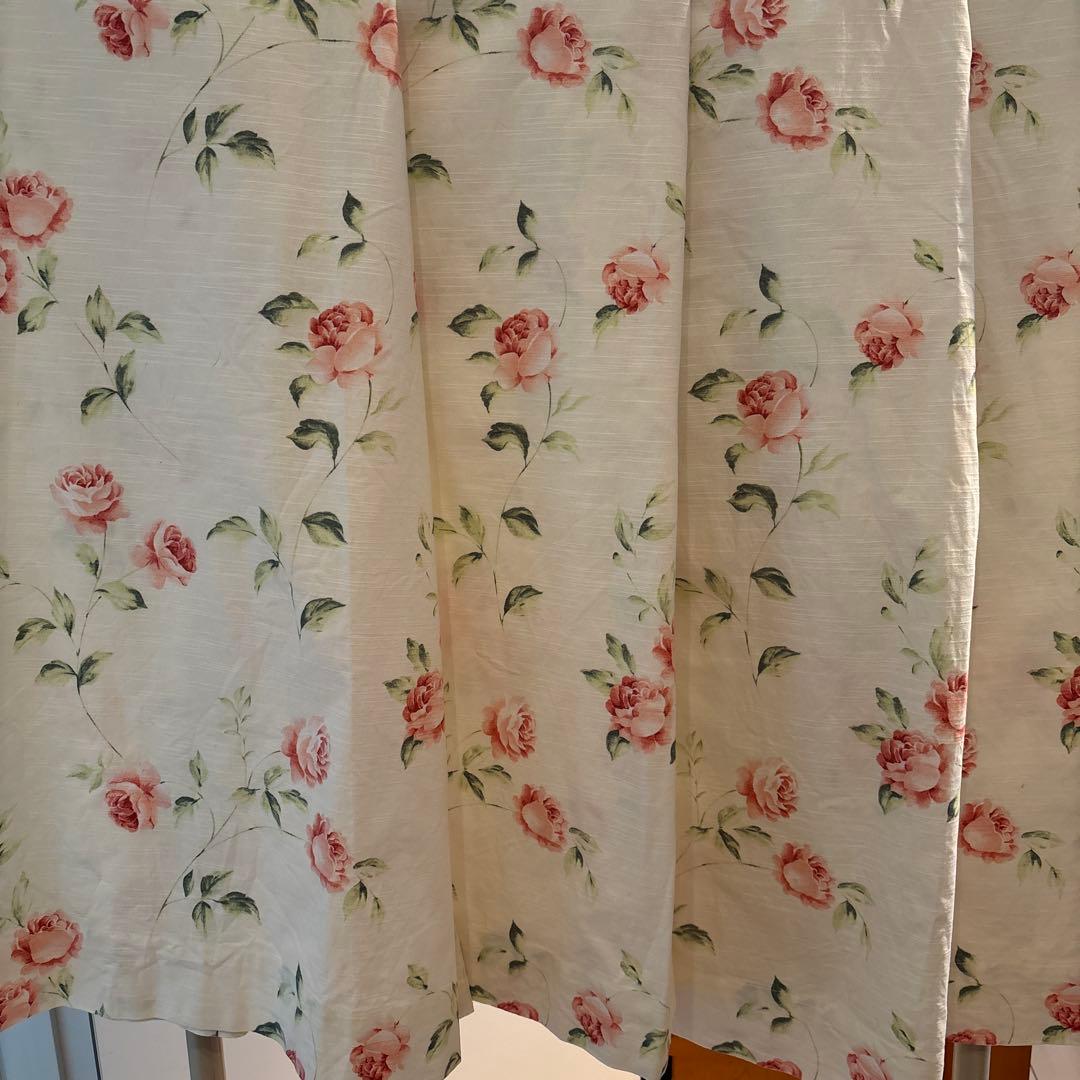 ローラアシュレイ カーテン中古 約100×138cm×4枚 花柄 綿100%