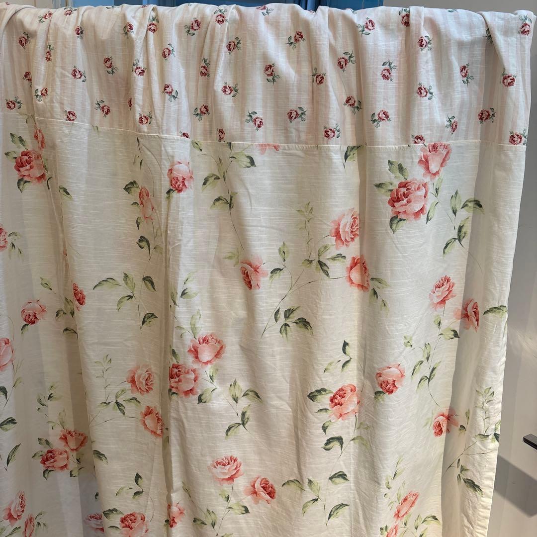 ローラアシュレイ カーテン中古 約100×138cm×4枚 花柄 綿100%