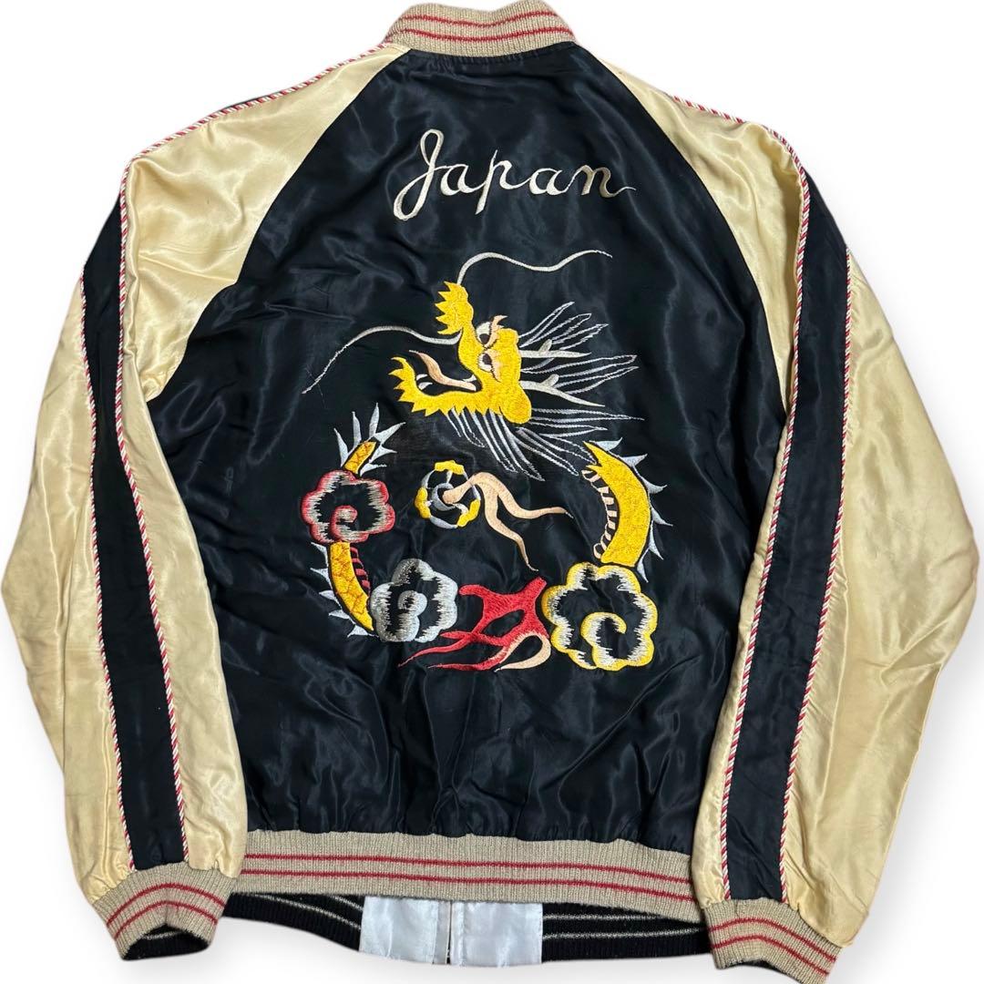 東洋 リバーシブル サテン スカジャン スーベニアジャケット 龍 鷹 日本地図