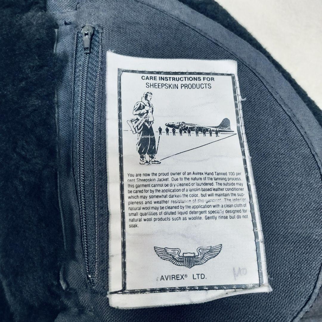 【極希少】AVIREX B-3 ムートンジャケット 黒 44 ビッグサイズ