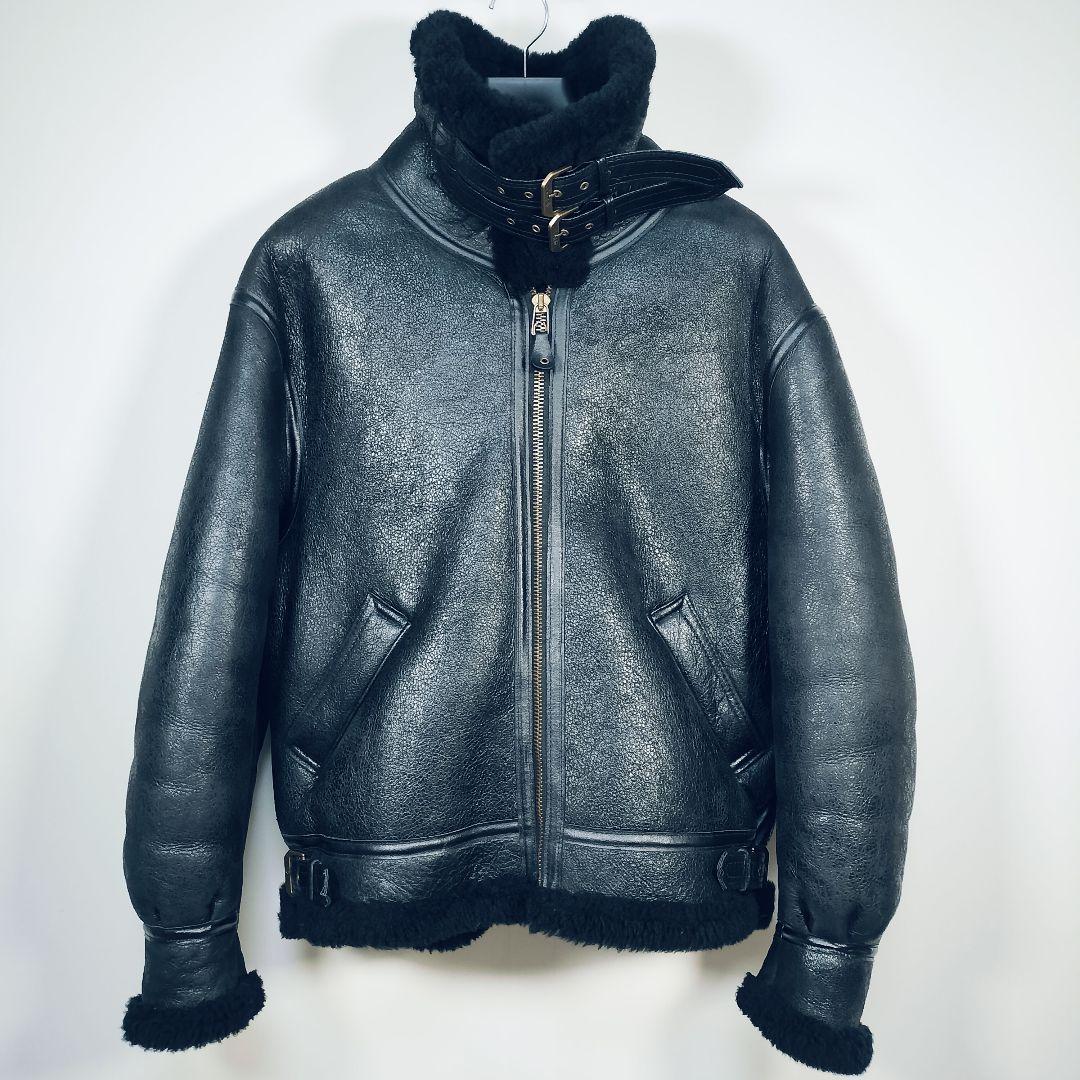 【極希少】AVIREX B-3 ムートンジャケット 黒 44 ビッグサイズ