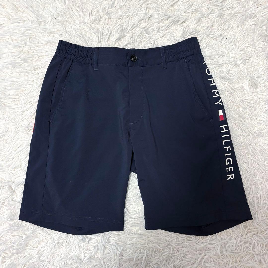 最新作 トミーヒルフィガーゴルフ ハーフパンツ ネイビー ビックロゴ