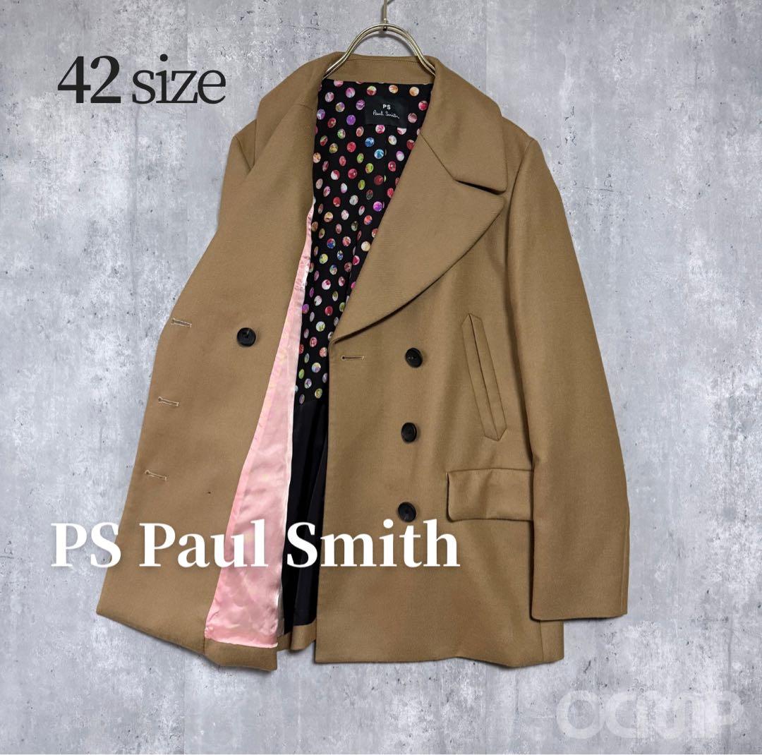 美品✨PS ポールスミス ダブルブレスト ウールPコート キャメル 42 ドット