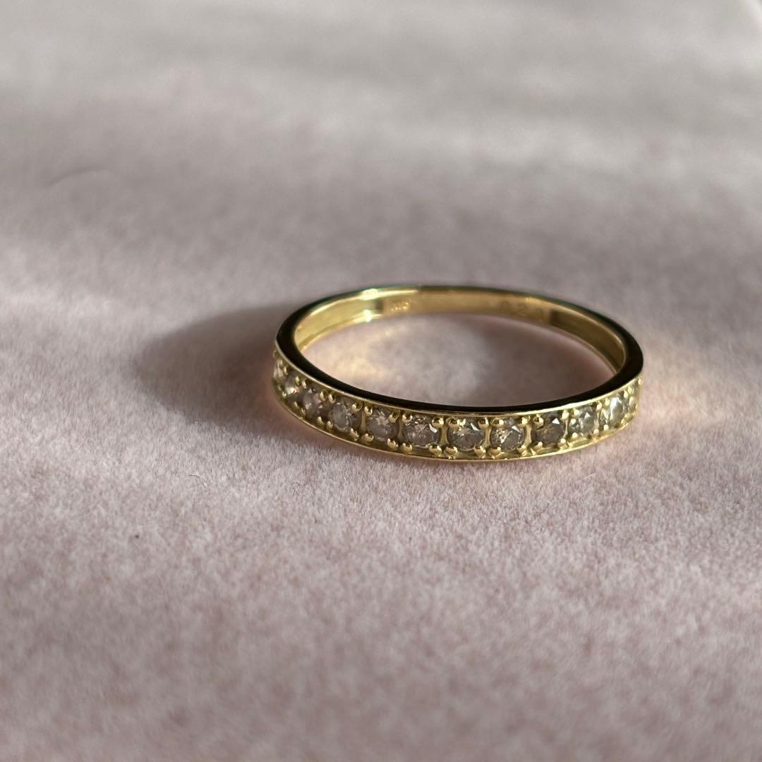K18 YG ダイヤモンド ハーフエタニティ リング 11号
