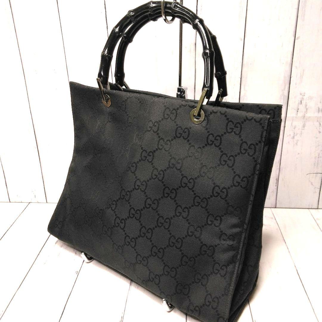 GUCCI　トートバッグ　ハンドバッグ　ナイロン　GG　バンブー　総柄