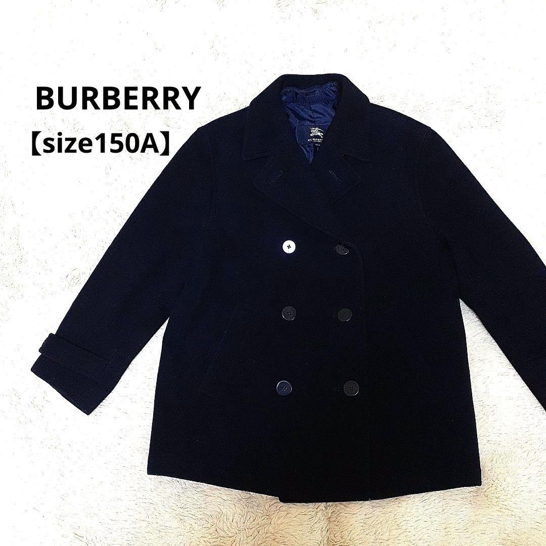 BURBERRYブラック ダブルブレスト ウールコート 150cmA