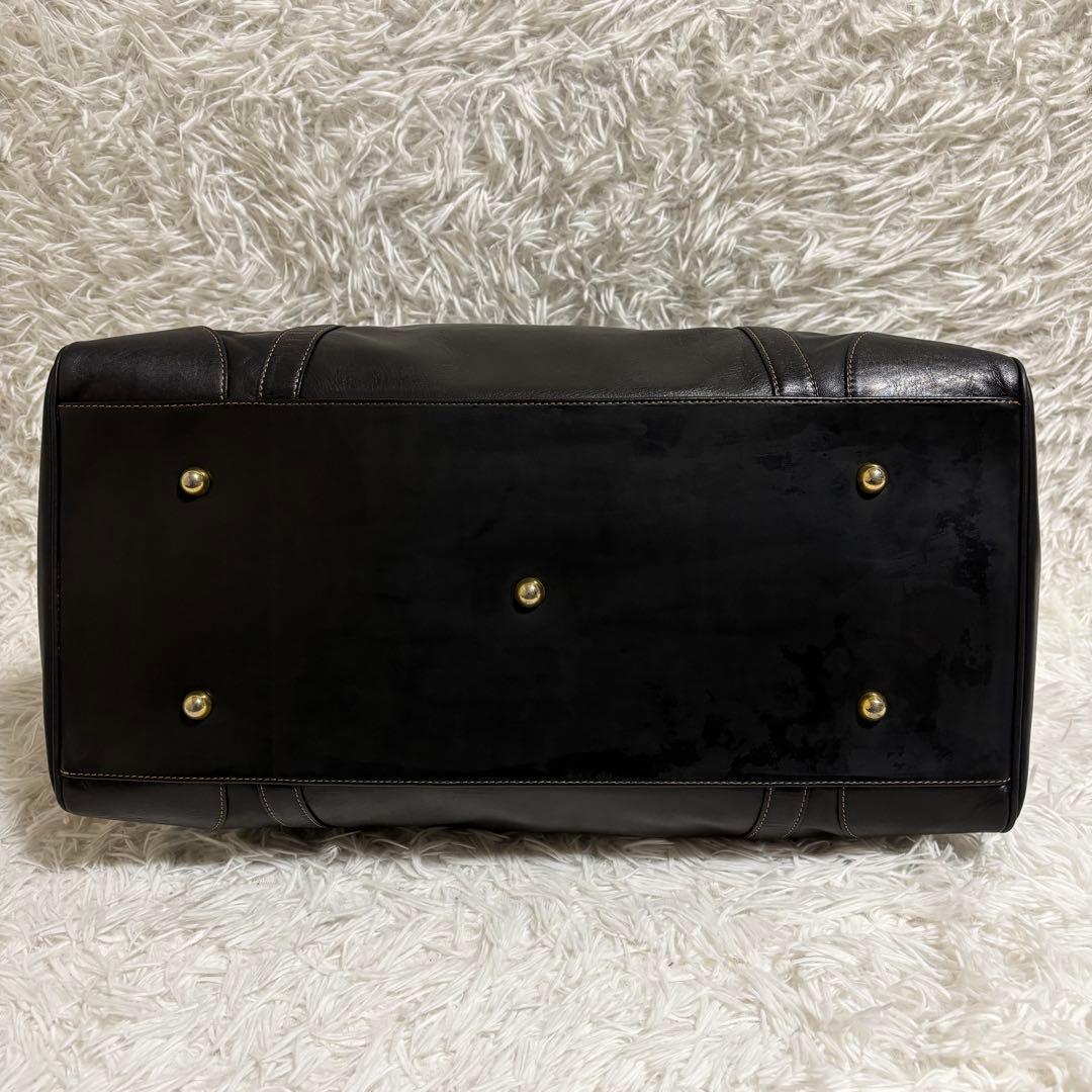 ✨極美品✨キタムラ ボストンバッグ ロゴ型押し ゴールド金具 大容量 レザー 黒