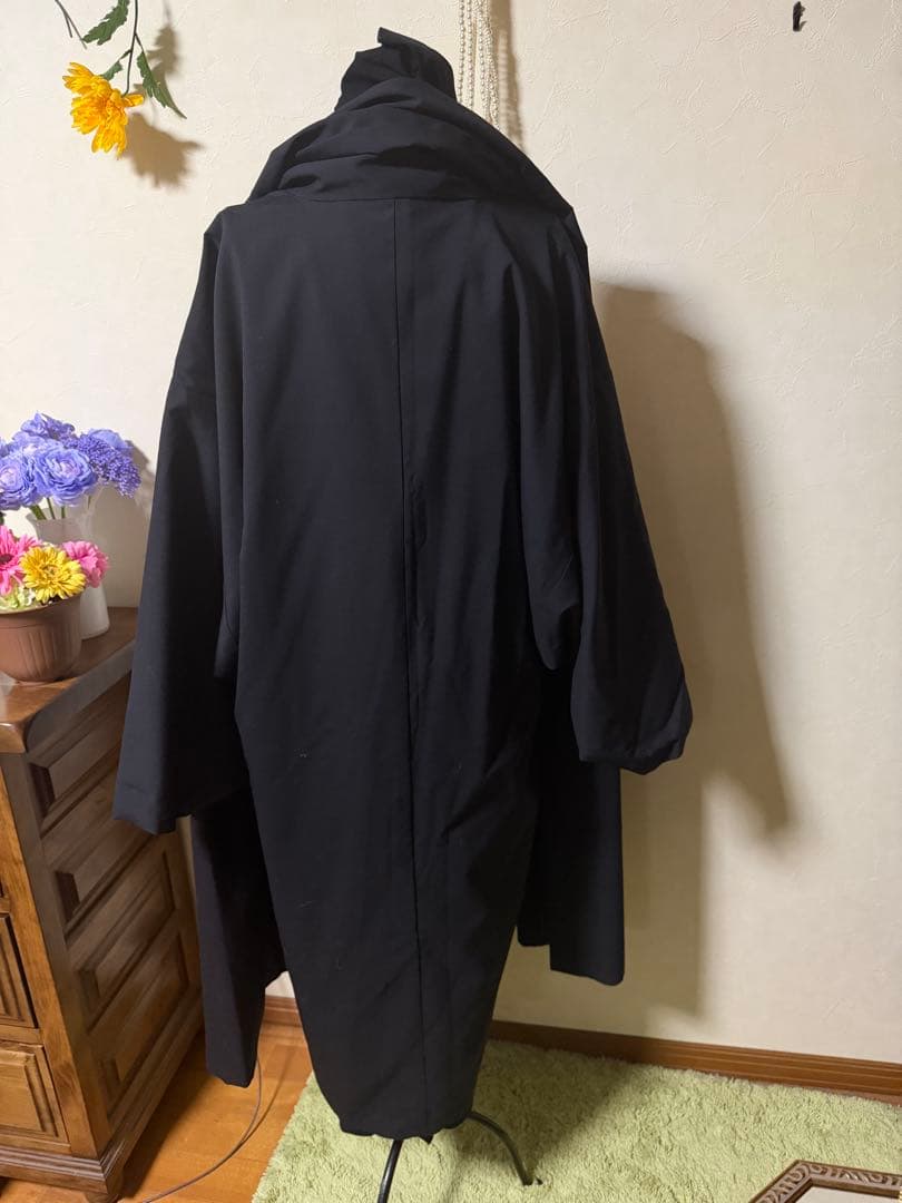 ソウソウ　羽織コート　梳毛×モスリン もじり袖 可逆　濡羽色×扇　着物みたい
