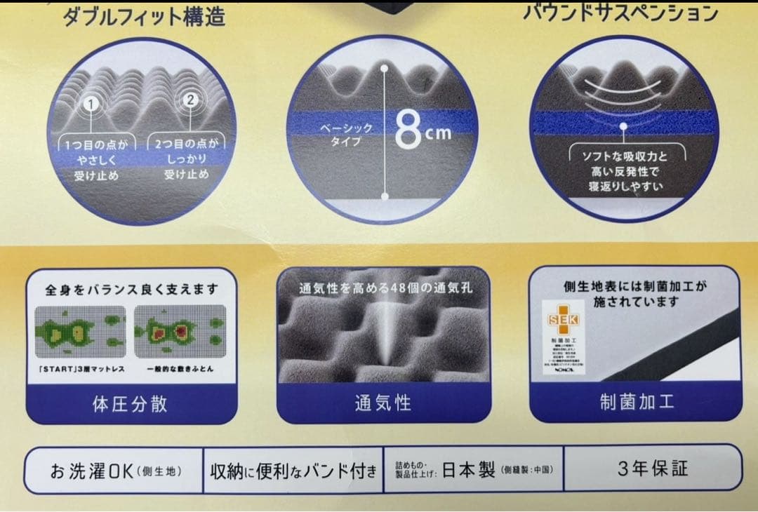 定価6万円　新品　西川 START マットレス(3層)丸巻き(シングル)送料込