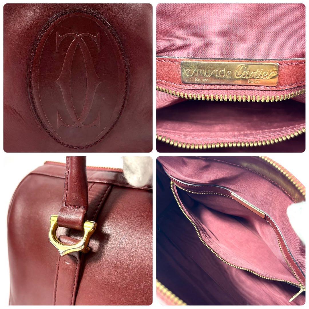 ✨美品✨カルティエ ミニボストン マストライン 本革 ゴールド金具 ボルドー