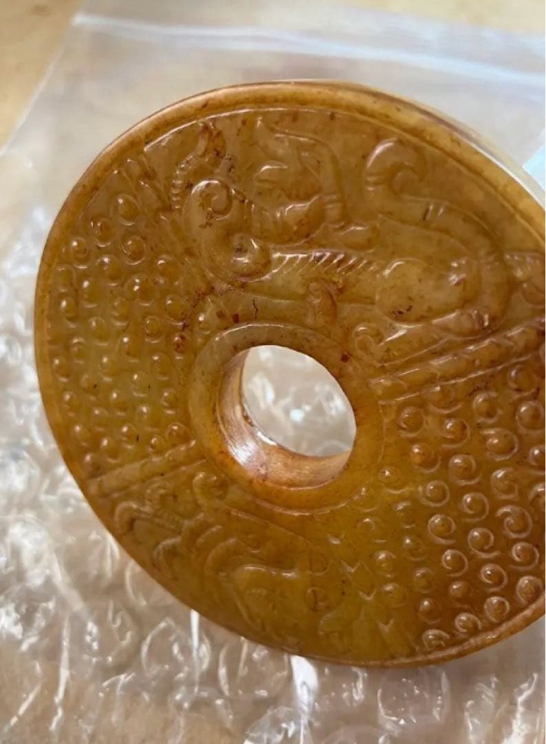 古玉、中国漢時代，本物アンティーク、光り通す、直径70cm