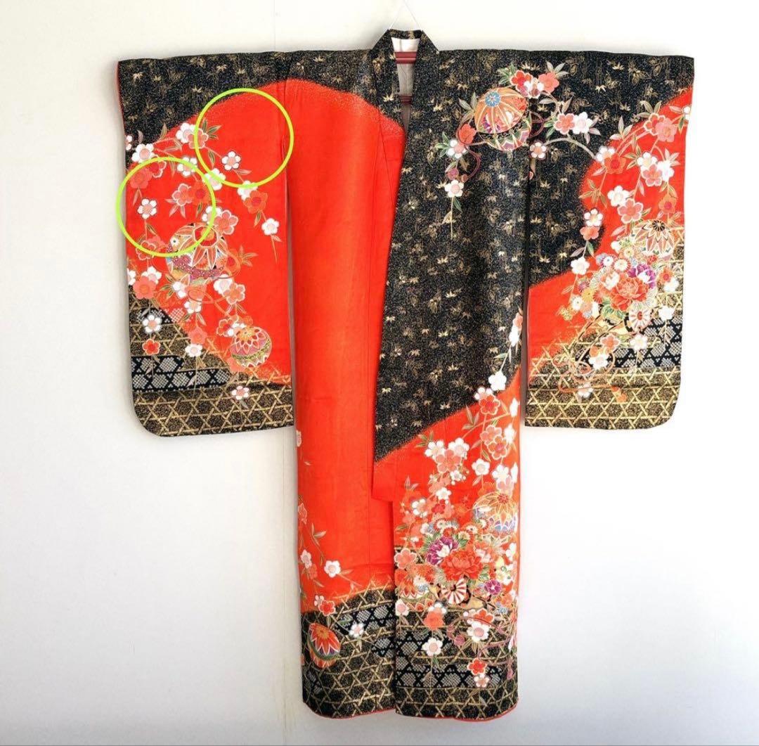 七五三　７歳　女の子　フルセット　赤×黒