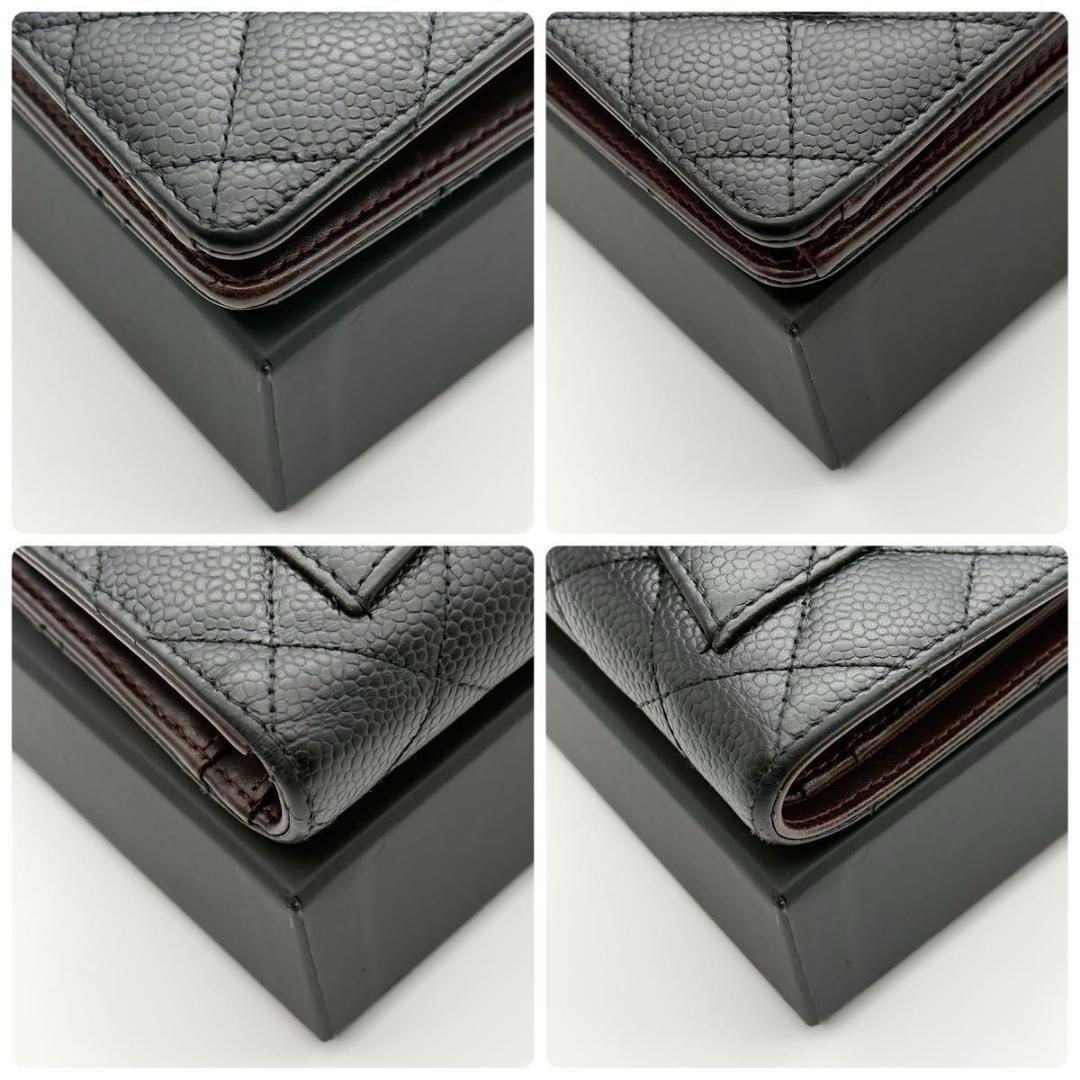 CHANEL【19番最高級美品】マトラッセ キャビアスキン 長財布 ゴールド金具