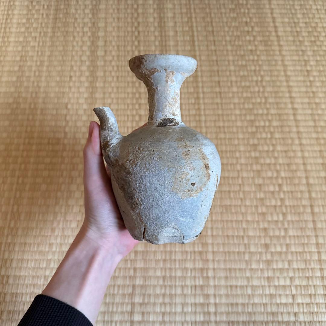 古瀬戸 初期水瓶 水差 水滴 鎌倉時代 花瓶 猿投 古常滑 古美術 骨董 無傷