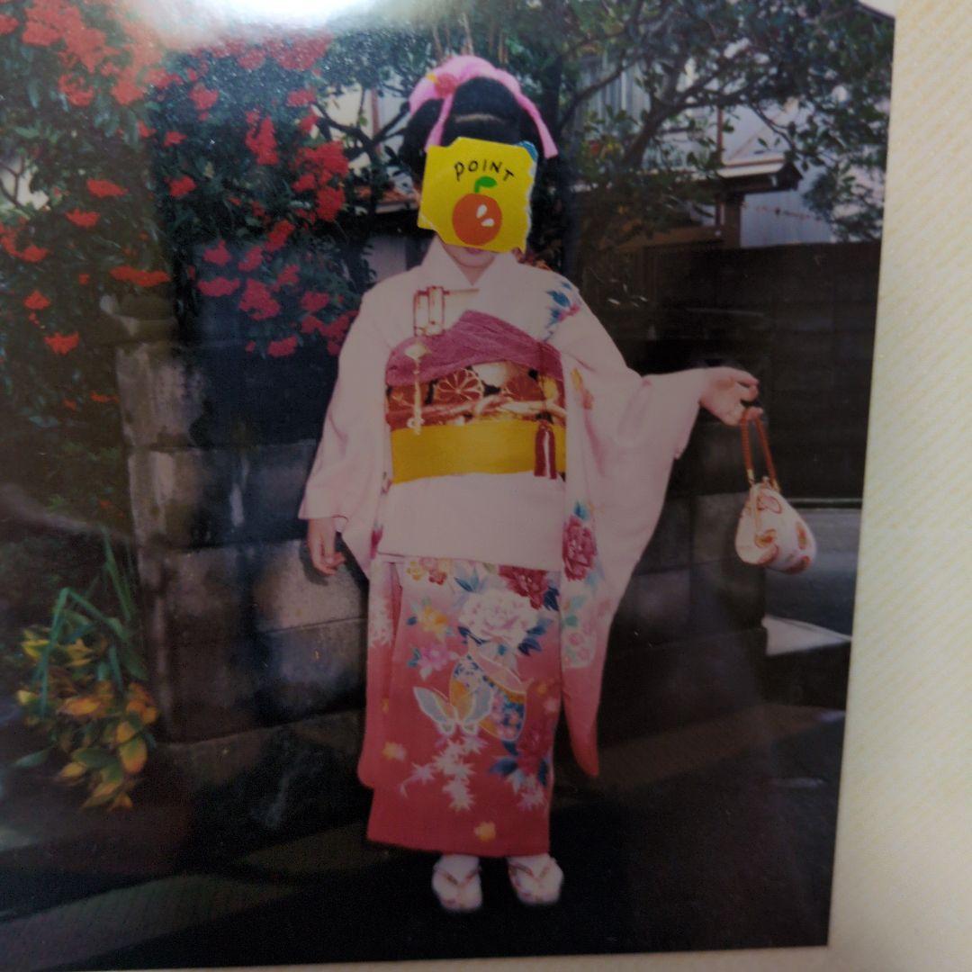 七五三　7歳　正絹　友禅　花柄ピンク着物セット