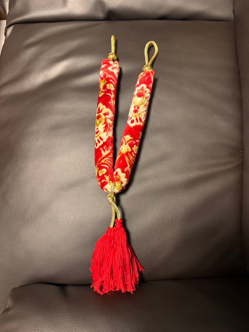 金華山新格子レッド棒タッセル　ラスト値下げしました！