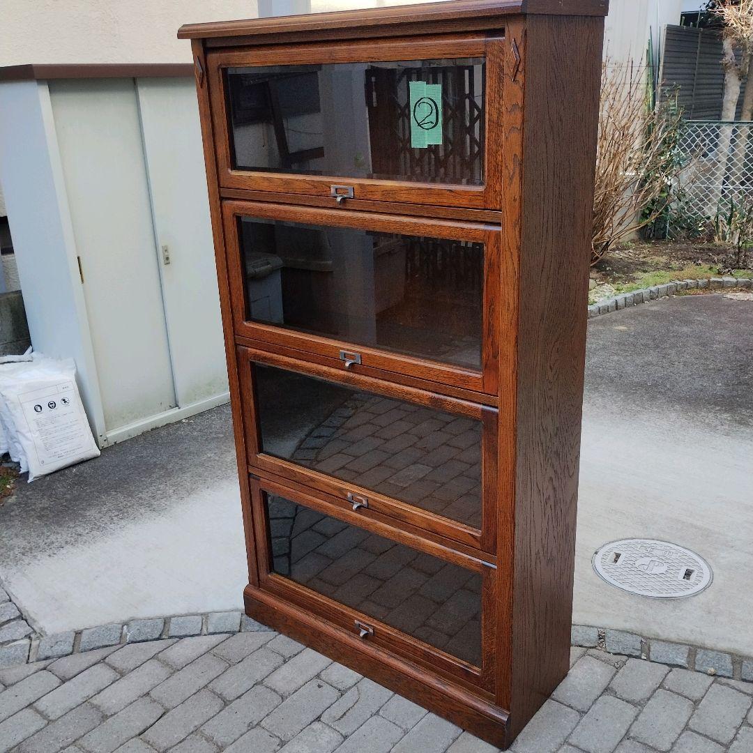 【希少】三越ブルージュ 4段フリーラック ガラスフラップ扉 キャビネット ②