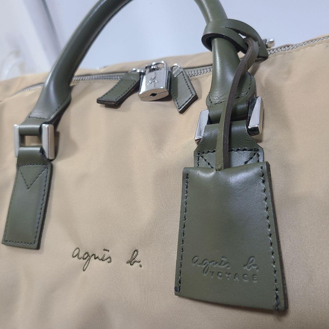 【希少】 アニエスベー ボストンバッグ 2way ベージュ　ナイロン　レザー
