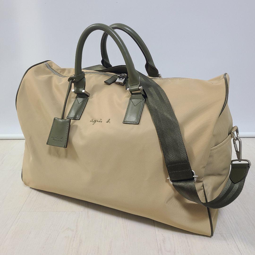 【希少】 アニエスベー ボストンバッグ 2way ベージュ　ナイロン　レザー