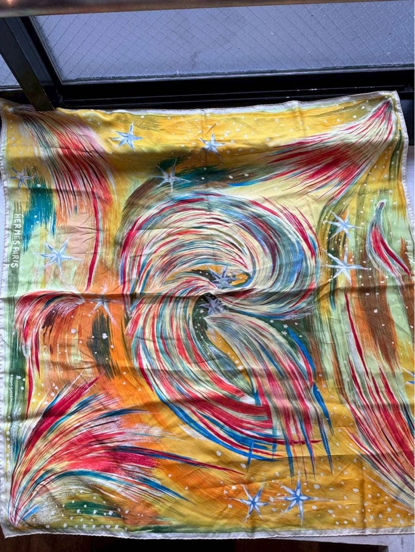 【美品】エルメス　カレ90スカーフFEUX DU CIEL 天の火　シルク