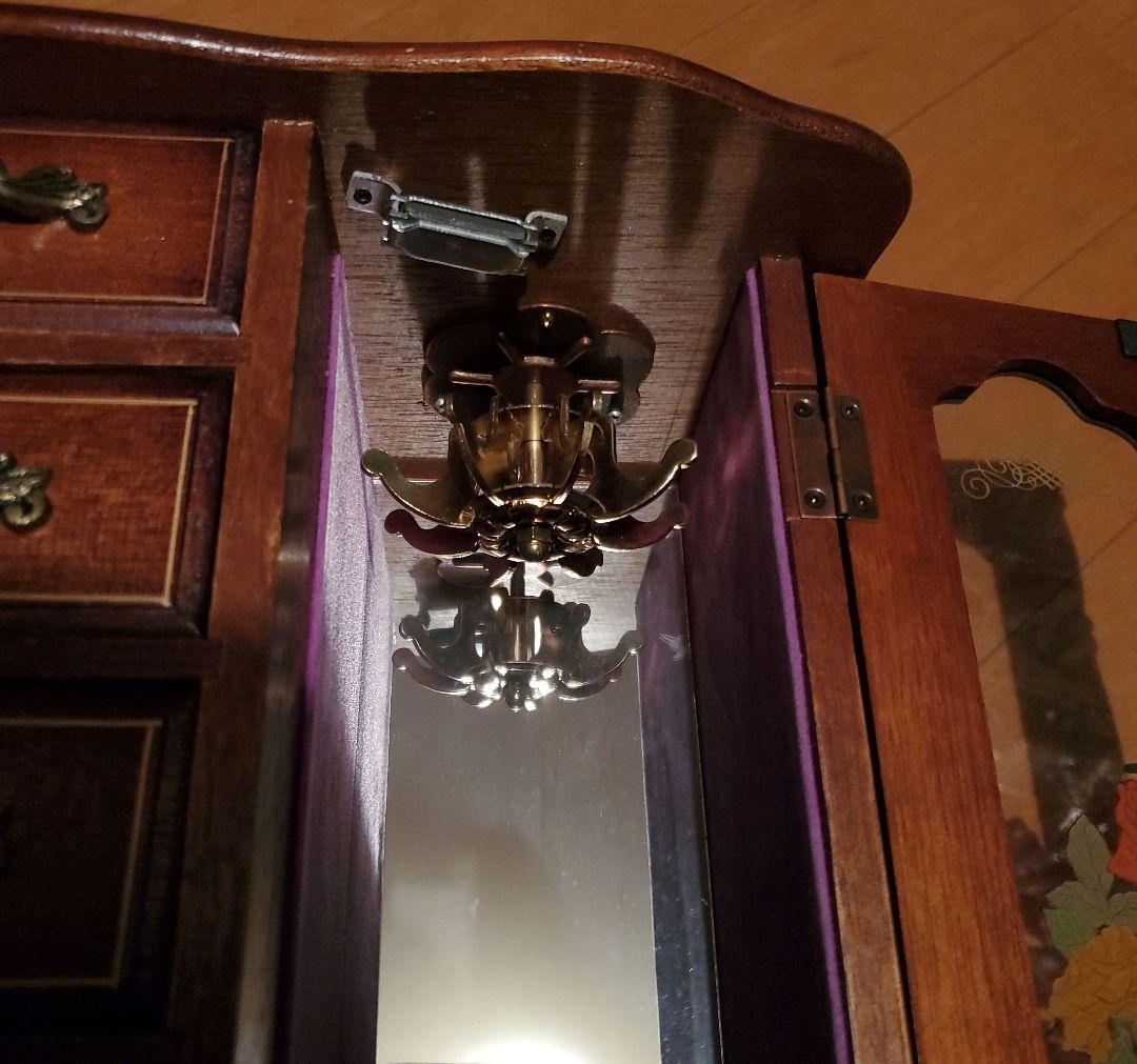 木製 アクセサリーケース 花柄ガラス扉1点！