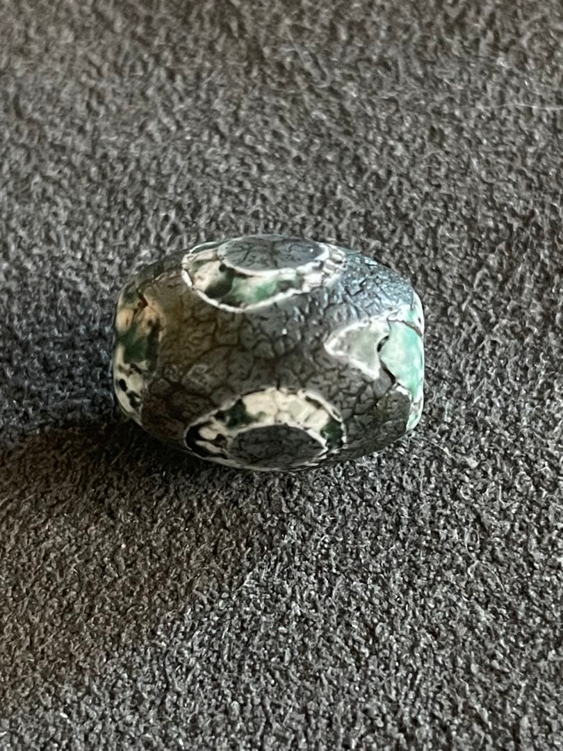 龍紋三眼天珠　エッチド技法染め　出土系　護摩供養