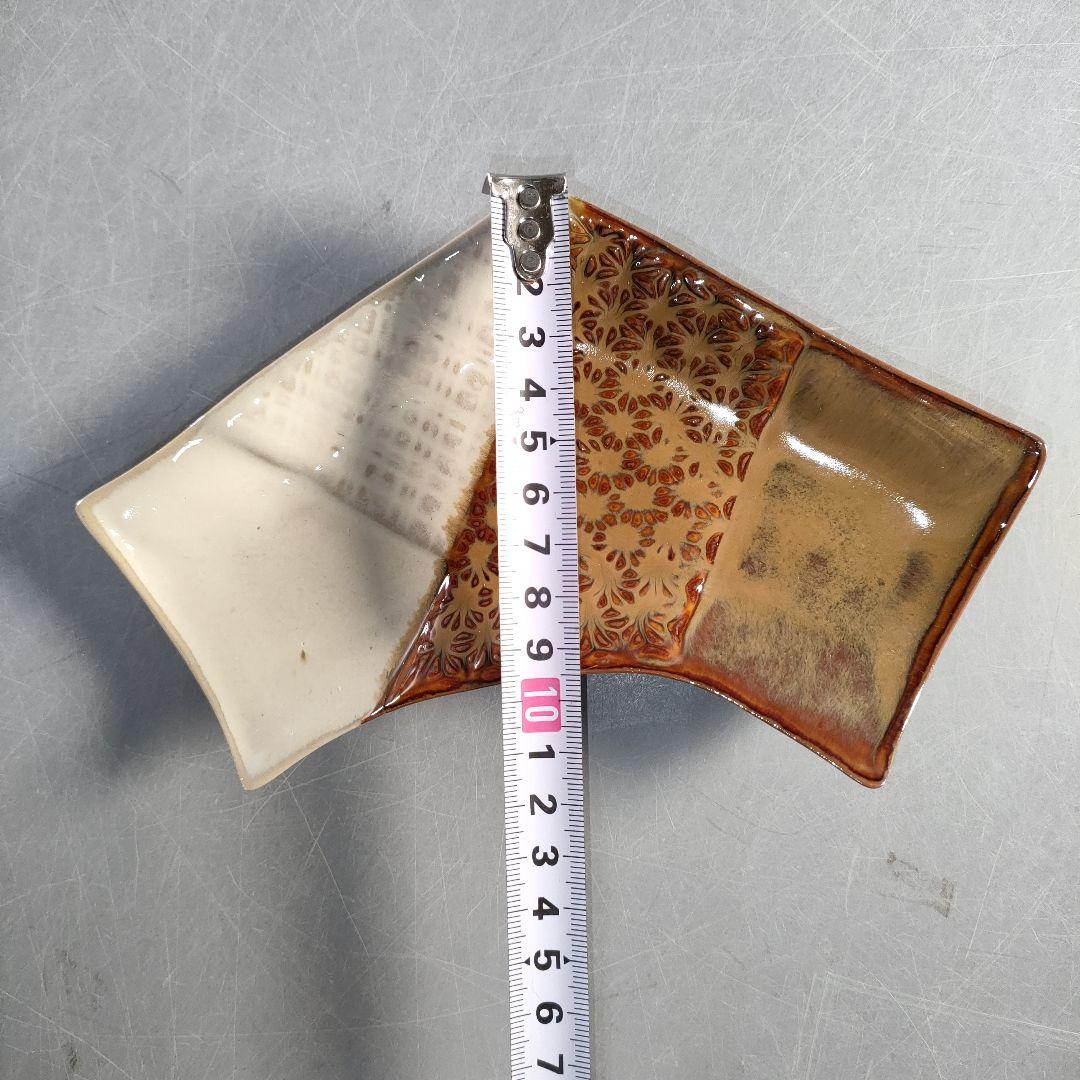 A1380-3/高取焼/亀井味楽 造/高取変形銘々皿5客/共箱/飾皿/懐石道具/