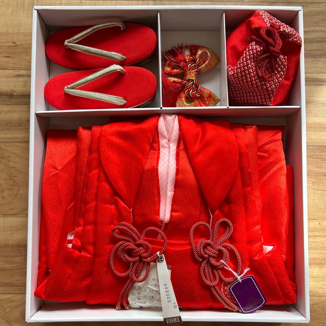 七五三　被布セット3歳　女の子　花柄着物