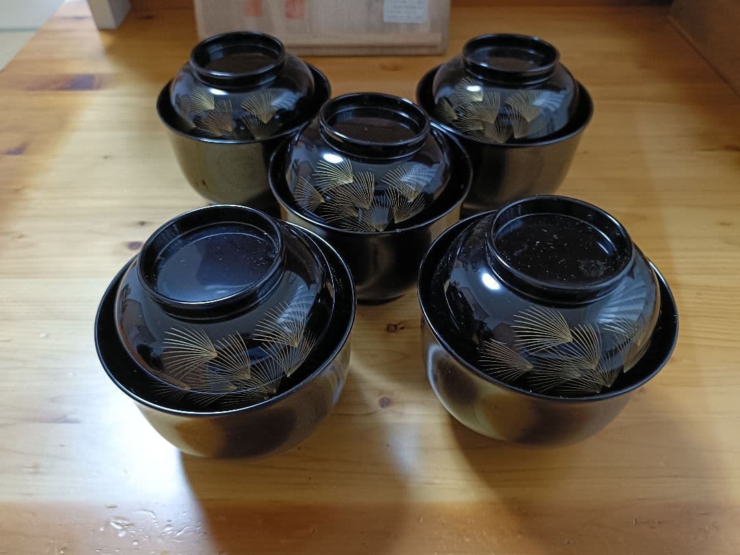 りんどう　輪島塗　汁椀5個セット