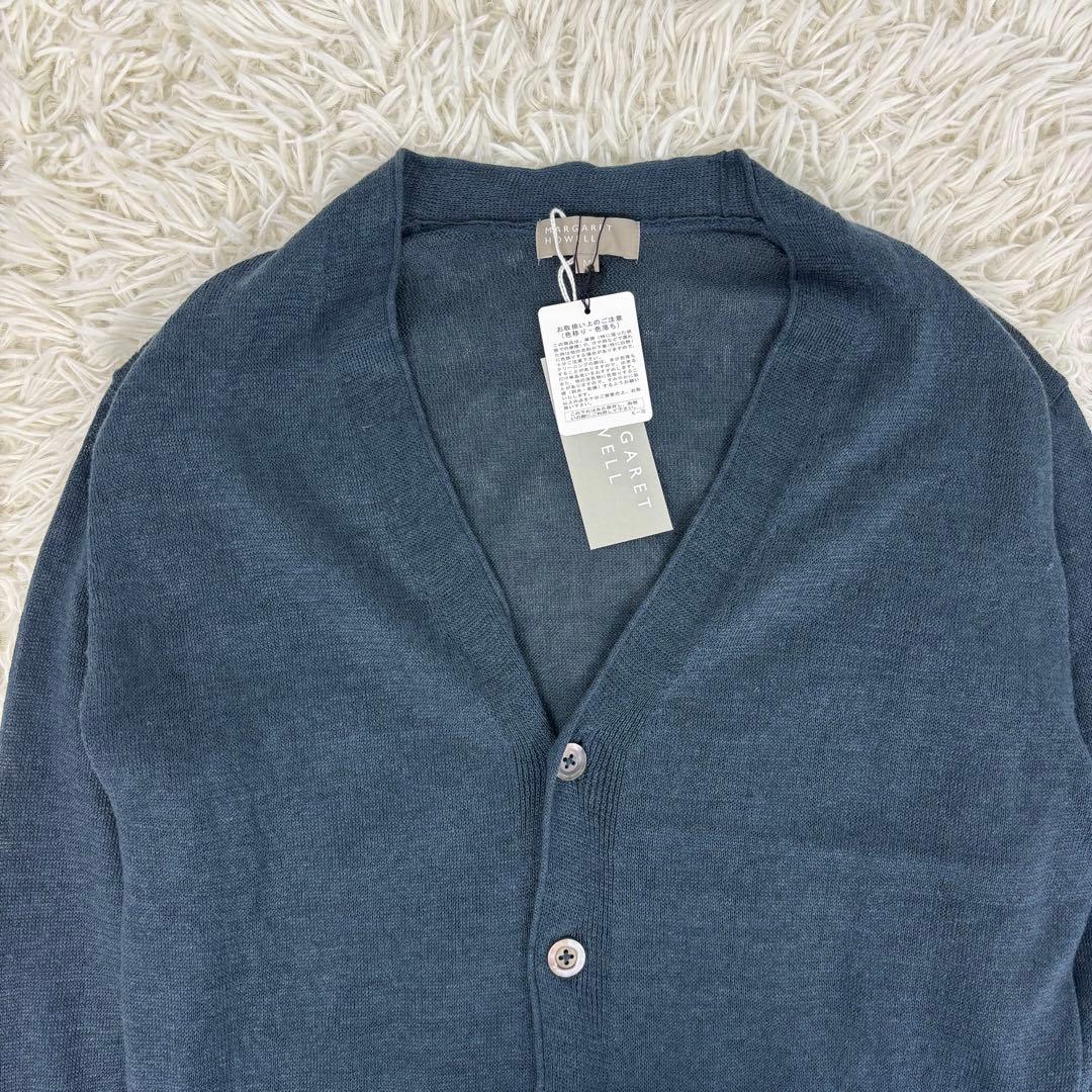 新品タグ付き！マーガレットハウエル リネン100% ニット カーディガン M