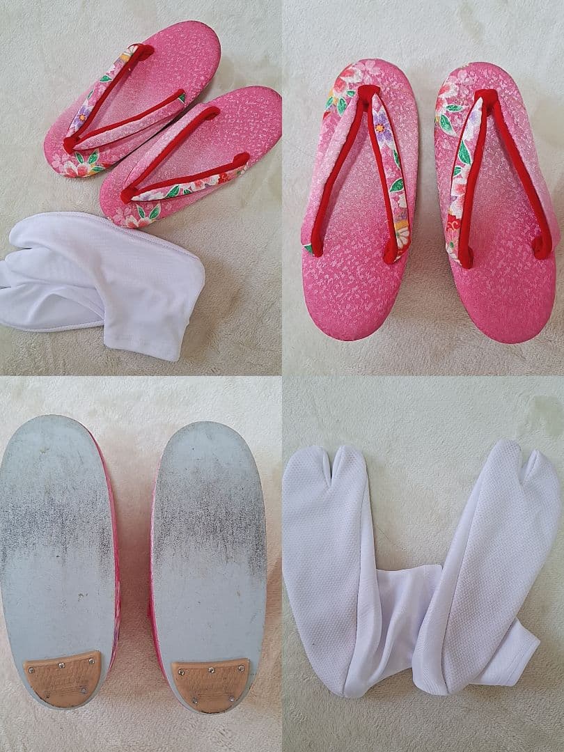 極美品【箱つき８点セット】七五三 子供用 花柄 ピンク　着物 記念 お祝い