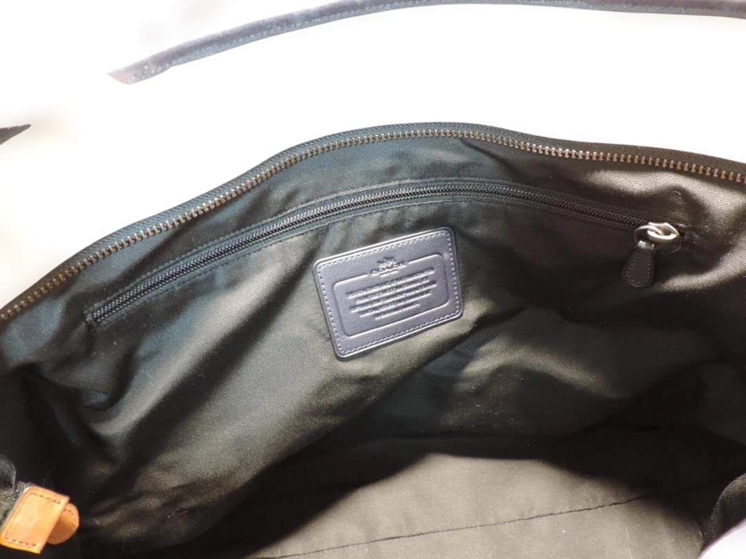 COACH/コーチ　メンズ　トートバッグ　キャンバス×レザー　白×紺　403K☆