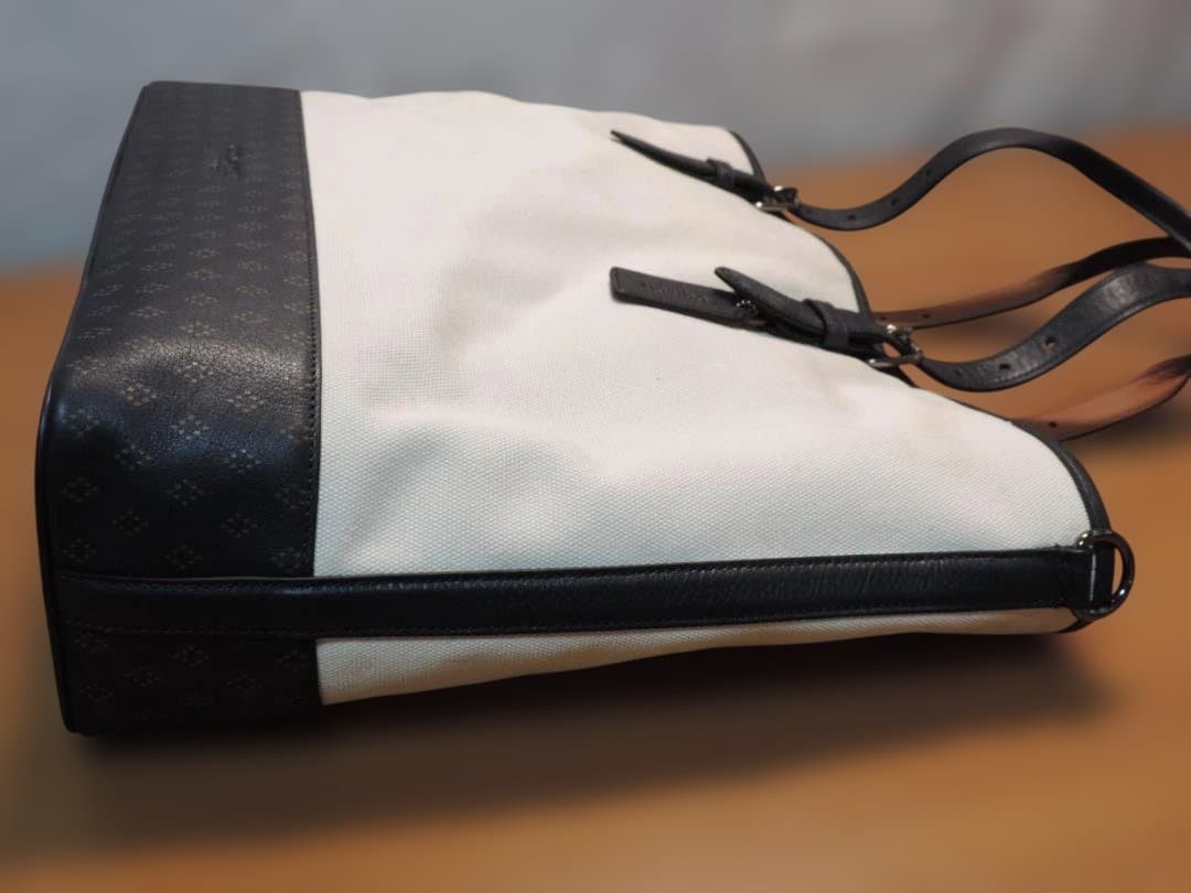 COACH/コーチ　メンズ　トートバッグ　キャンバス×レザー　白×紺　403K☆