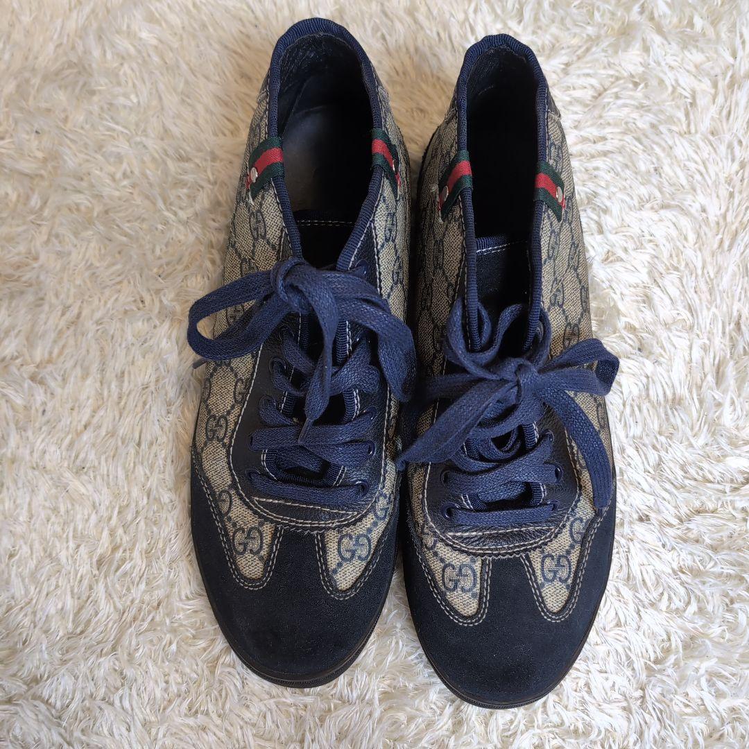 GUCCI グッチ シェリーライン GG ハイカットスニーカー ネイビー 38