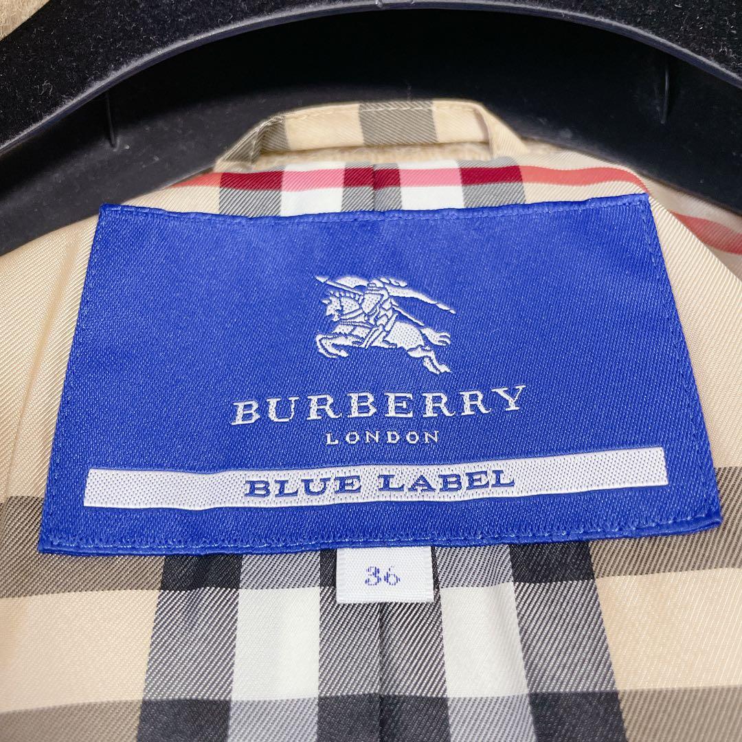 極美品　バーバリーブルーレーベル　アルパカ混　ノバチェック　ロングコート　秋冬