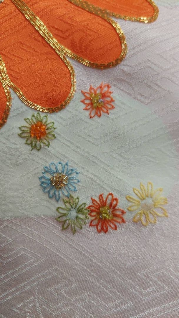 NA220七五三子供着物正絹綺麗刺繍沢山着丈98センチ裄丈45センチ