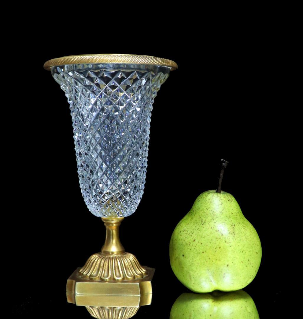 オールド・バカラ 1890年頃 ブロンズ装飾 ディアマン・ビゾー 壺 花瓶 金