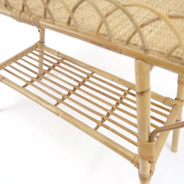 アジアン風 皮つきラタンコンソールテーブル 籐 手編み ナチュラル（256）