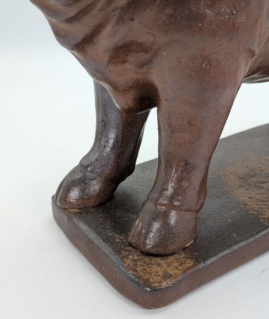 武用君彦 備前焼 干支置物「丁丑」 共箱共布栞 丑年 牛 ウシ 縁起物 在銘