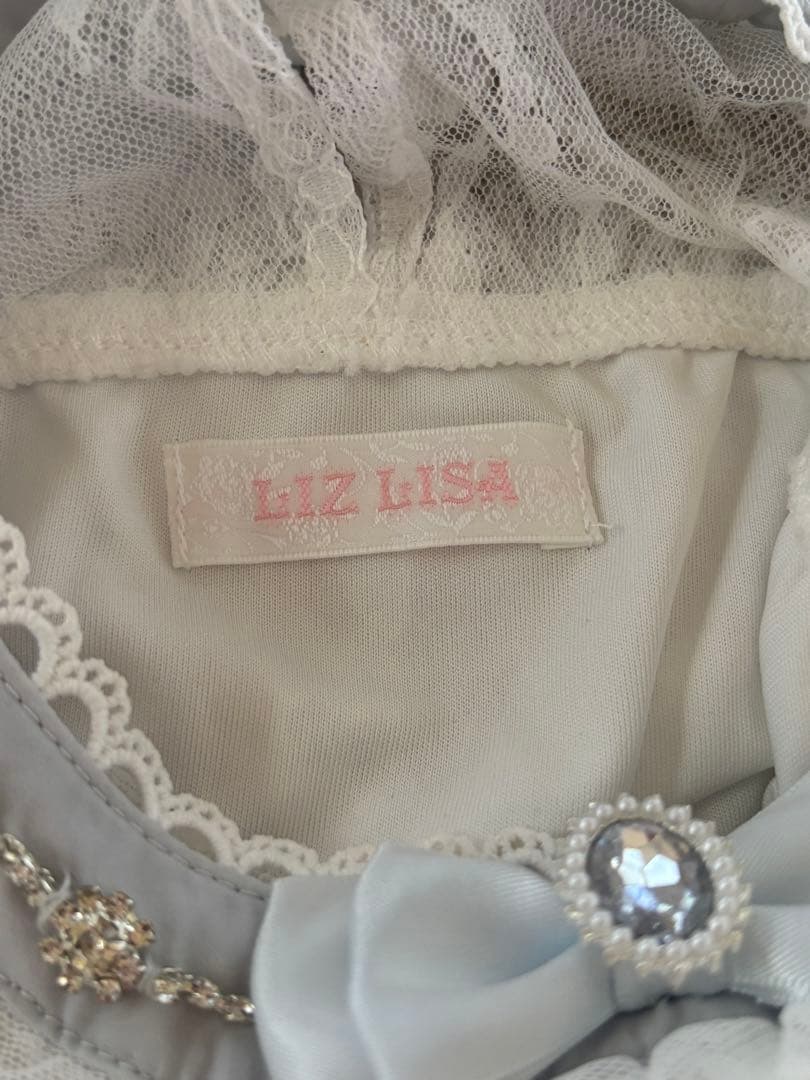 LIZ LISAスピンドルレースアームウォーマートップスホワイトxブルー