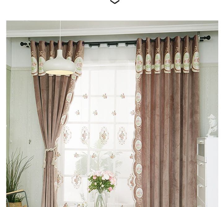 高級カーテン　ビロードカーテン　刺繍カーテン　遮光カーテン　レーズカーテン