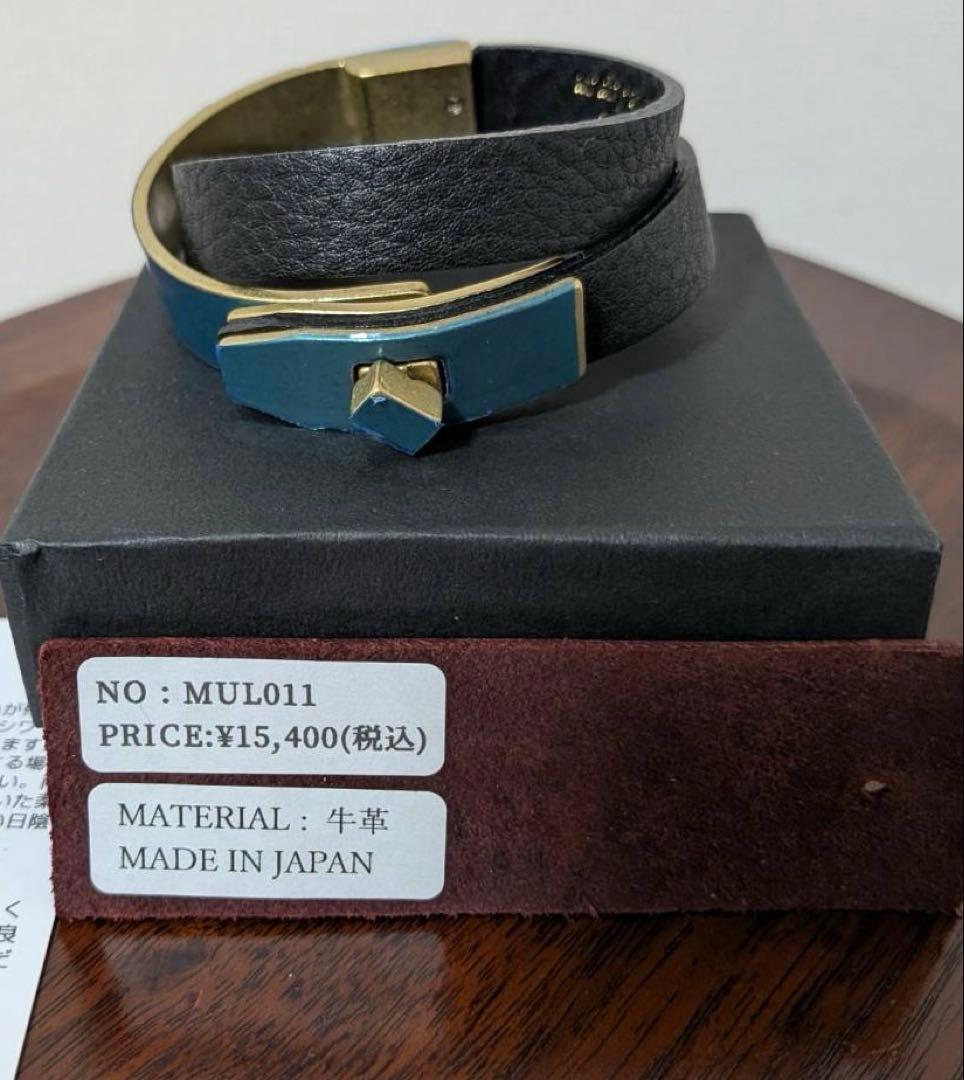 【新品未使用】m.u.l レザーブレスレット 洗い加工　ブラック