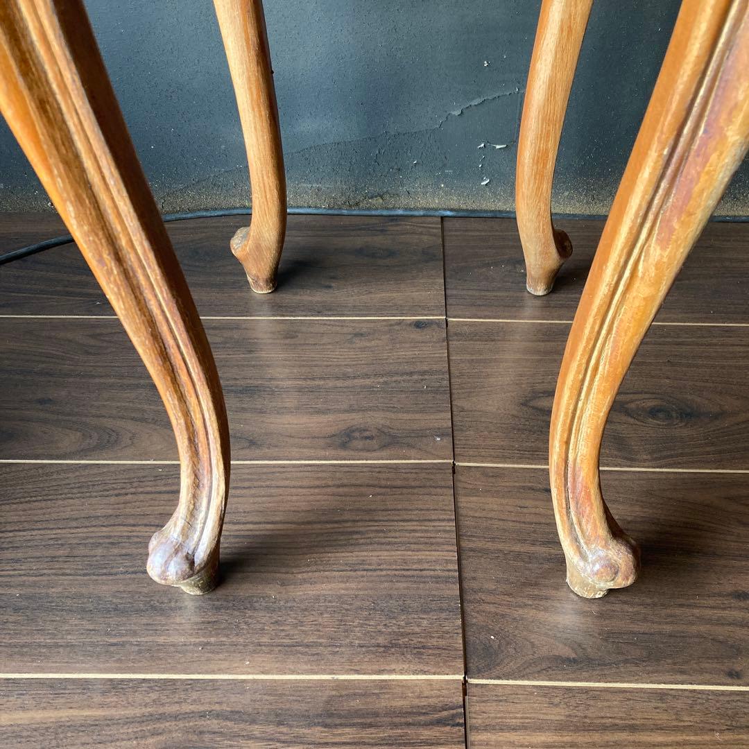 【送料込み】象嵌 猫脚　アンティーク　サイドテーブル　木製