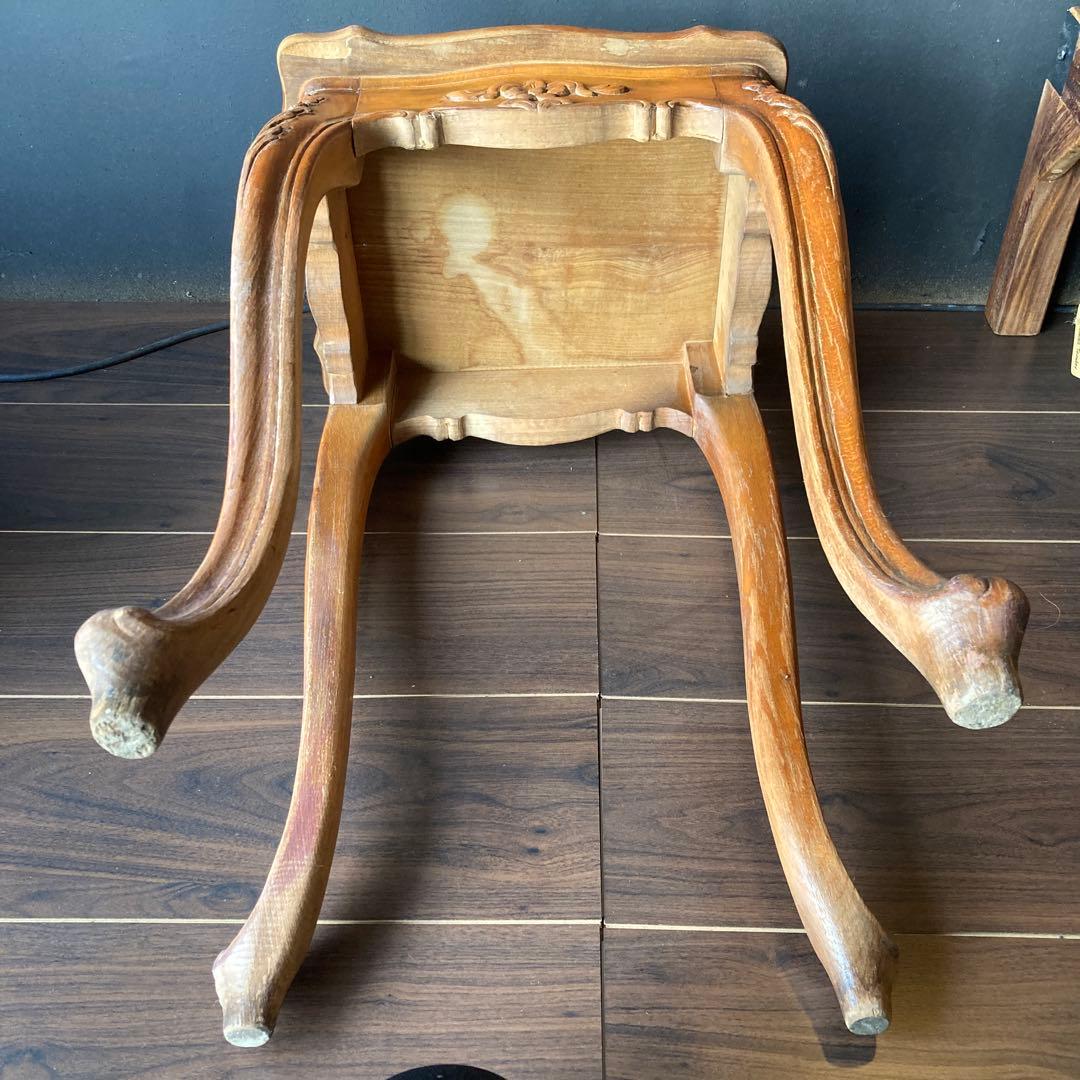 【送料込み】象嵌 猫脚　アンティーク　サイドテーブル　木製