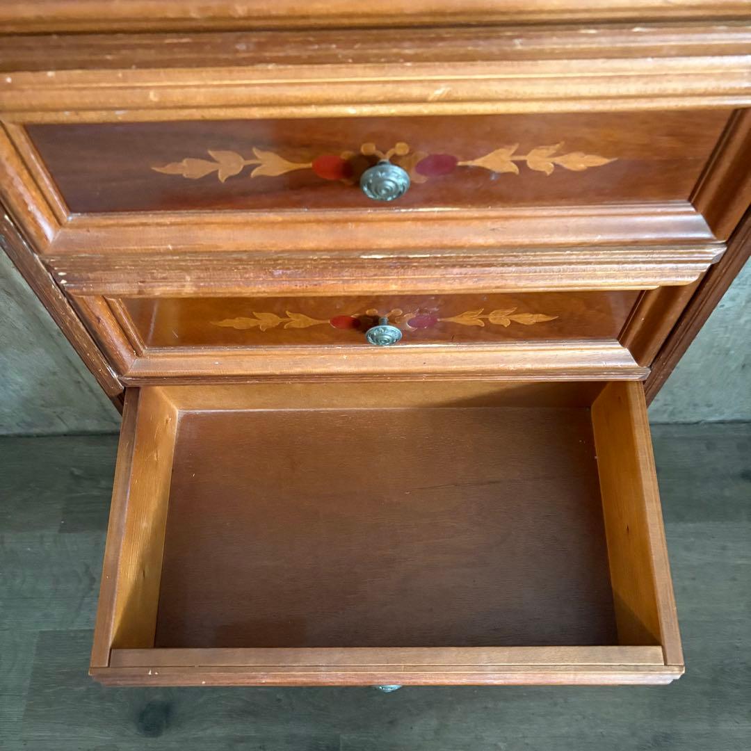 イタリア　象嵌7段チェスト　ミドルチェスト　ヴィンテージ