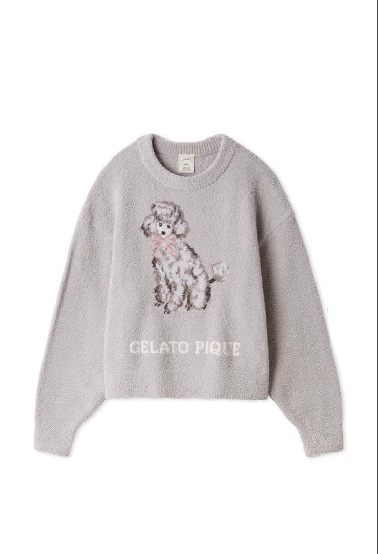 ジェラートピケ　プードル柄ジャガードプルオーバー&ロングパンツ