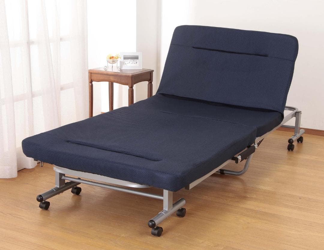 折りたたみ式 ソファベッド (組立不要) (ブラウン ネイビー から選べる)