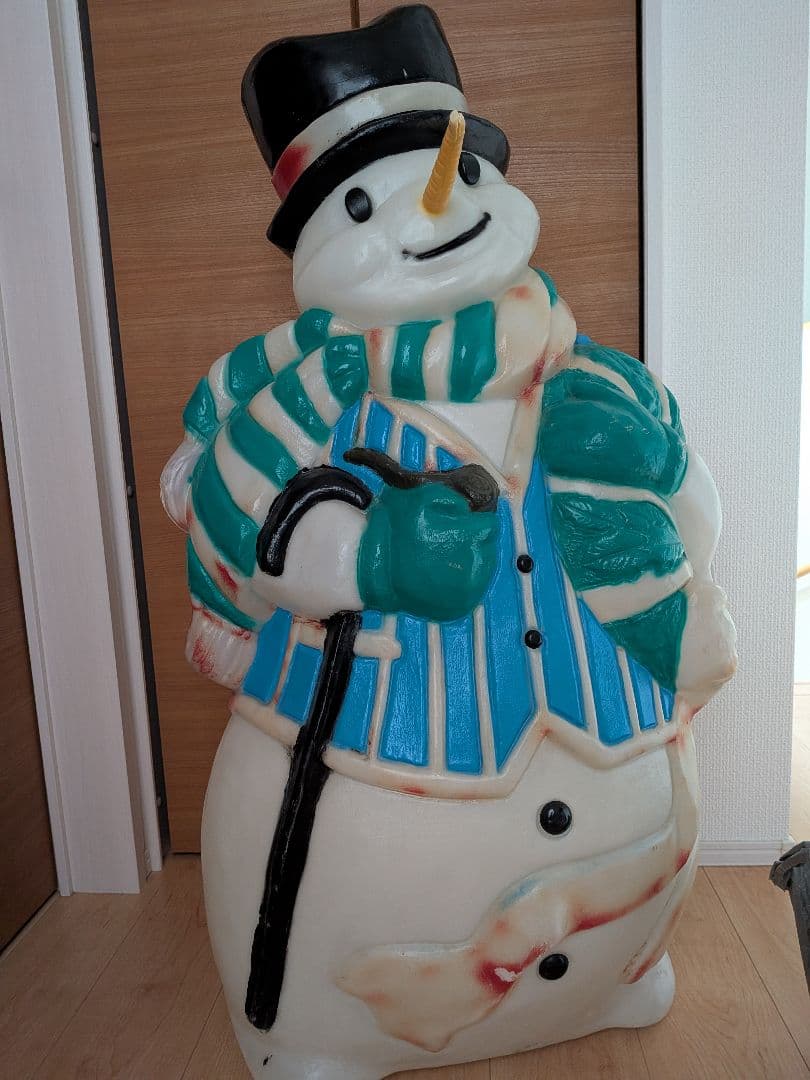 クリスマス　スノーマン　ライト　イルミネーション　ヴィンテージ